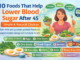 10 foods that help lower blood sugar after 45 including eggs, berries, oats, leafy greens, and nuts for healthy metabolism.