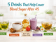 5 drinks that help lower blood sugar after 45 including green tea, cinnamon tea, apple cider vinegar drink, protein smoothie and herbal tea