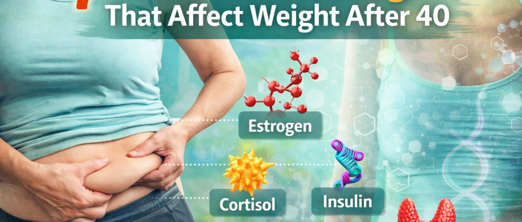 7 hormone changes that affect weight after 40 including estrogen cortisol insulin and thyroid hormone effects