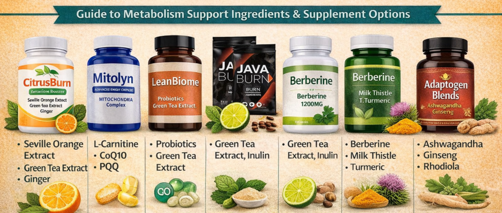 Best Metabolism Supplements for Women Over 40 guide showing metabolism support ingredients and supplement options