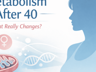 Metabolism after 40 in women showing hormonal changes and cellular energy shifts affecting weight and metabolism