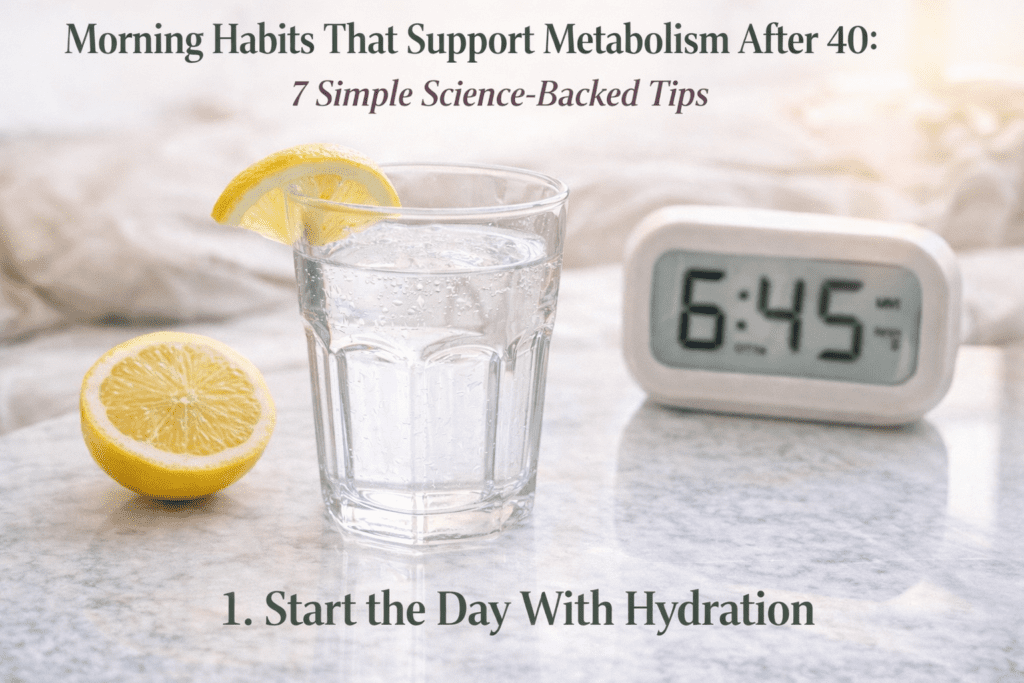 morning hydration habit that supports metabolism after 40 with lemon water