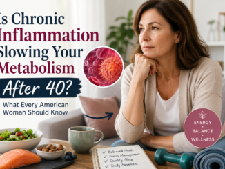 Middle-aged American woman reflecting on how chronic inflammation and metabolism after 40 may affect energy, weight, and overall wellness.